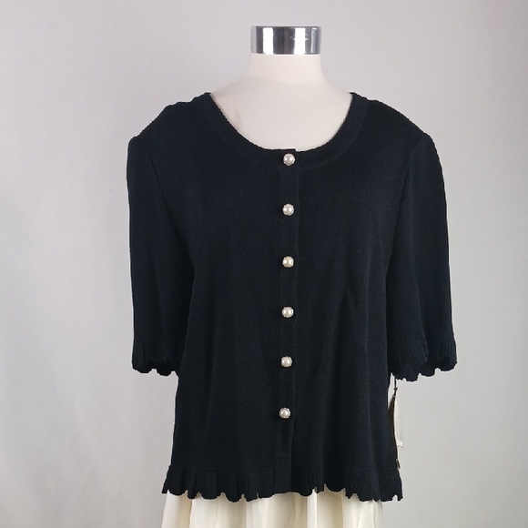 St. John Vtg Black W Pearl ButtonsCardigan NEW